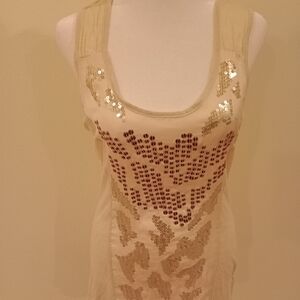 Miss Me Beige Sequin Tank Top